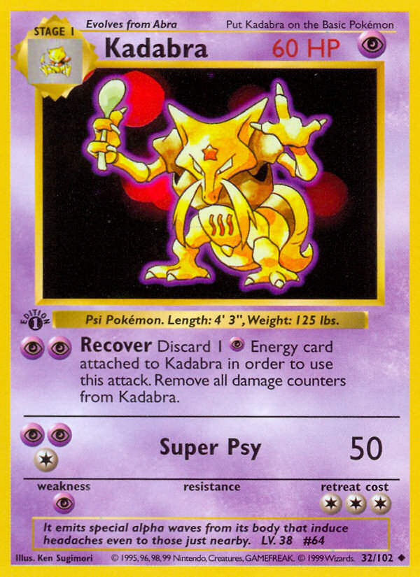 1999 Base Set Kadabra Shadowless 