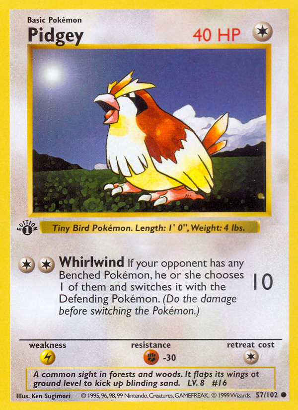 1999 Base Set Pidgey 1st Edition 