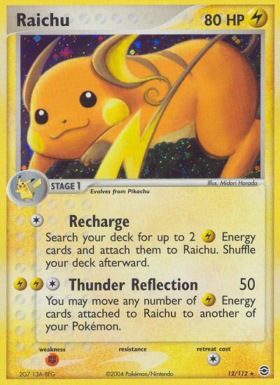 2004 EX Fire Red Leaf Green Raichu   Holo