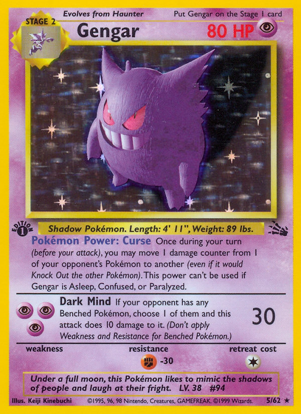 1999 Fossil Gengar 1st Edition  Holo