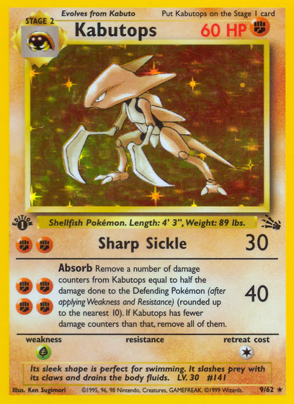 1999 Fossil Kabutops 1st Edition  Holo