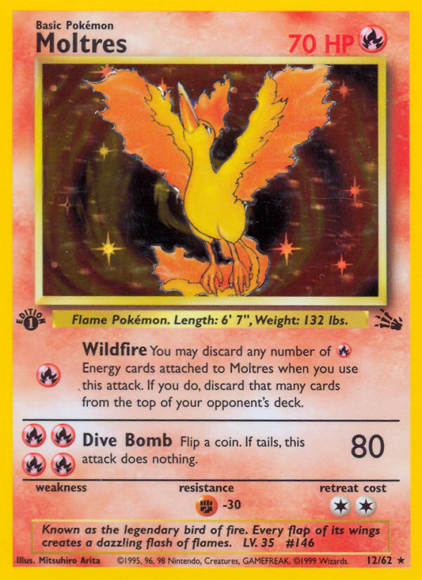 1999 Fossil Moltres 1st Edition  Holo