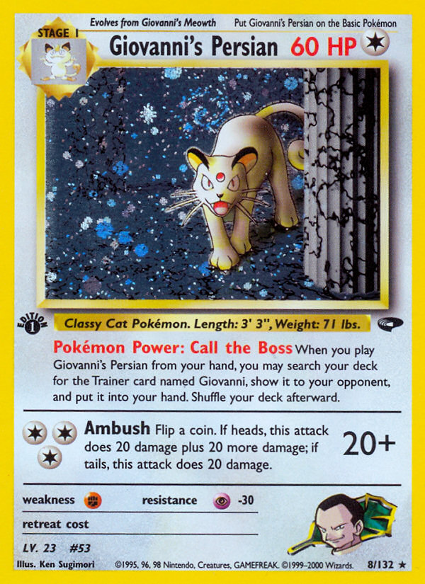 2000 Gym Challenge Giovanni's Persian Holo-1st Edition 