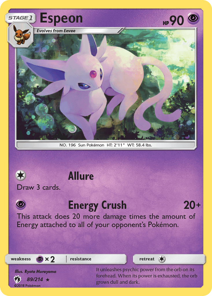 2018 Lost Thunder Espeon Unified Minds Stage 1 Blisters  Holo