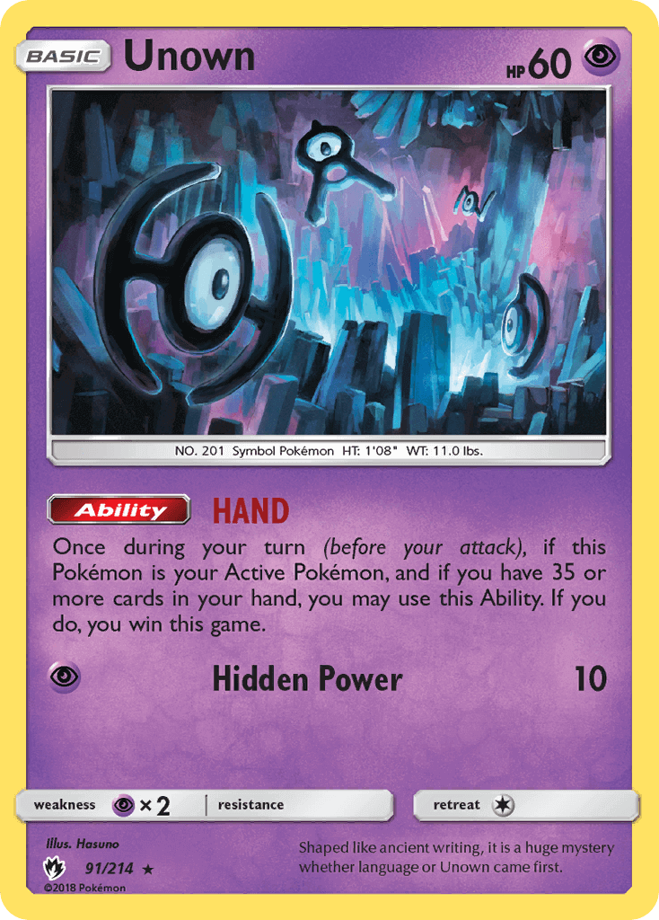 2018 Lost Thunder Unown Reverse Foil 