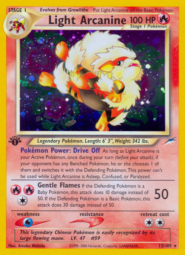 2002 Neo Destiny Light Arcanine 1st Edition  Holo