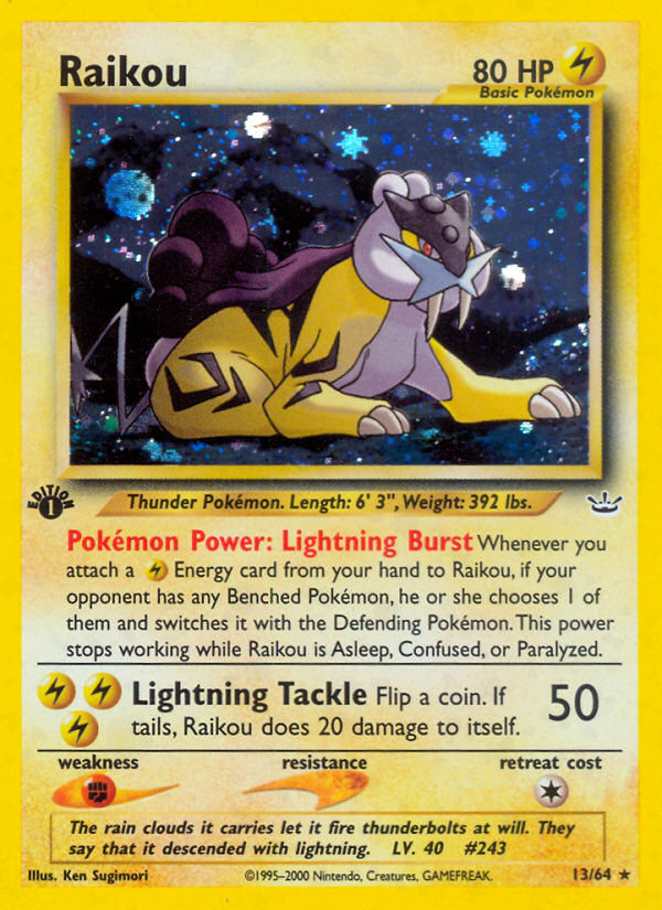 2001 Neo Revelation Raikou 1st Edition  Holo